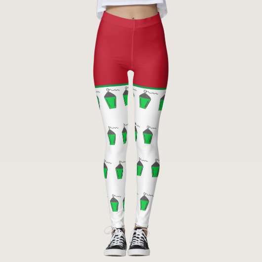 Bryn Mawr Lantern Red Green Weihnachten Leggings (Vorderseite)