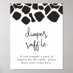 BRYNDLE Cow Print Diaper Raffelspiel-Zeichen Poster