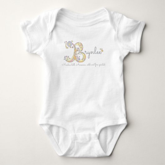 Brynlee Girls Name bedeutet B-Monogramm-Baby-Bekle Baby Strampler (Vorderseite)