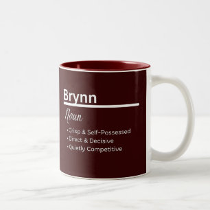 Brynn Mädchen Name Definition Personalisiert Zweifarbige Tasse