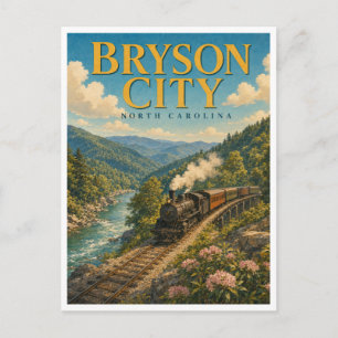 Bryson City North Carolina Dampf-Eisenbahn GeoSaga Postkarte