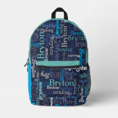 Bryton personalisierter Name dunkelblaues Cyan-Aqu Bedruckter Rucksack (Vorderseite)
