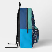 Bryton personalisierter Name dunkelblaues Cyan-Aqu Bedruckter Rucksack (Links)