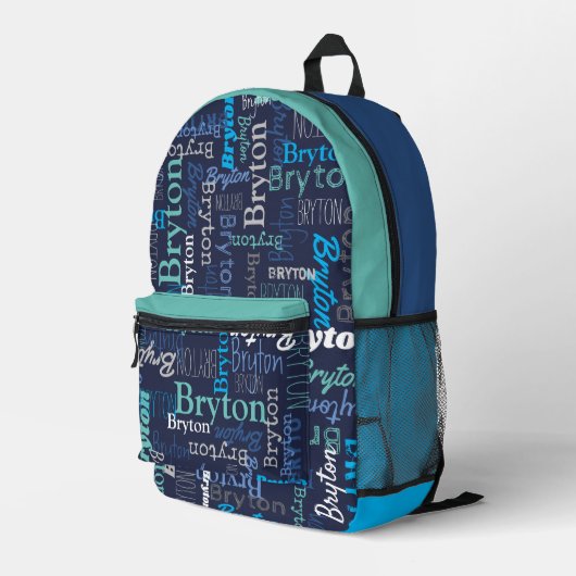 Bryton personalisierter Name dunkelblaues Cyan-Aqu Bedruckter Rucksack (Rückseitige Ecke Rechts)