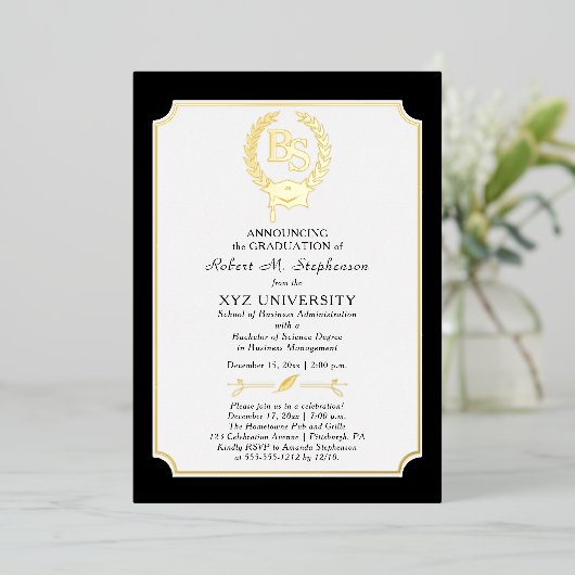 BS - Bachelor of Science Degree Uni-Abschluss Folieneinladung (Stehend vorne)