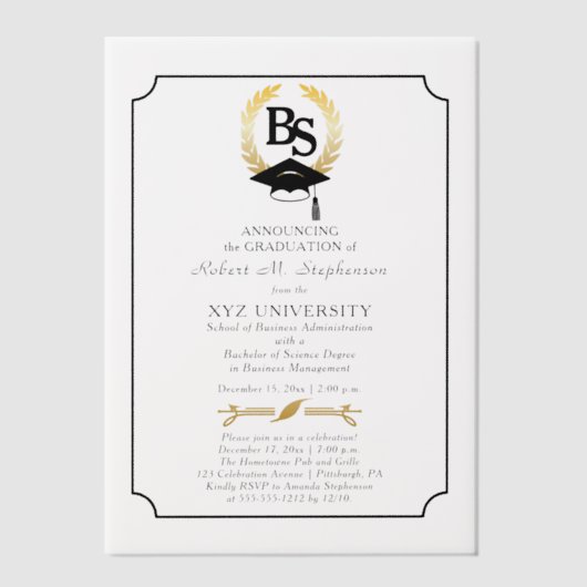 BS - Bachelor of Science Degree Uni-Abschluss Pergament Einladungen (Vorderseite)