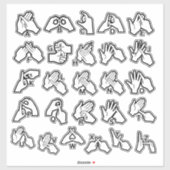 BSL/Auslan Alphabet Sticker – Visual Learning Aid (Blatt)