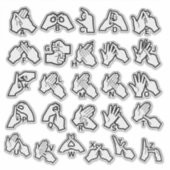 BSL/Auslan Alphabet Sticker – Visual Learning Aid (Vorderseite)