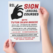 BSL, Okay Gesture, Sprachkurswerbung Flyer (Hand)
