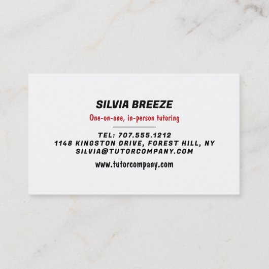 BSL, Okay Gesture, Zeichensprache Tutor, Lehrer Visitenkarte (Rückseite)