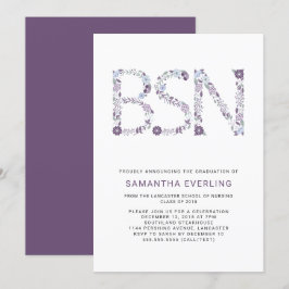 BSN Abschluss feiern, Blumenschwester lila Einladung