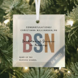 BSN Bachelor of Science in Nursing RN Abschluss Ornament Aus Glas<br><div class="desc">Personalisierter BSN Bachelor of Science in Nursing RN Abschluss Keepake Geschenke!</div>
