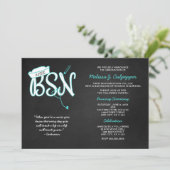 BSN Foto Abschluss Feier, türkis Einladung (Stehend Vorderseite)