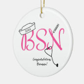 BSN-Krankenpflegerin Abschluss-Sake Keramik Ornament (Links)