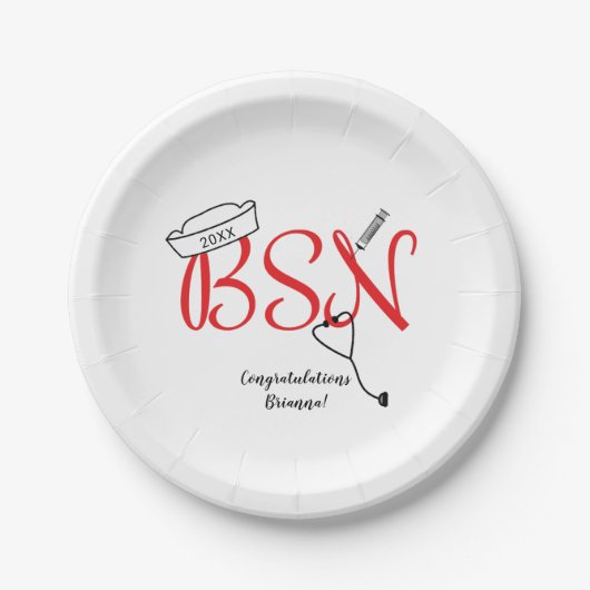 BSN Krankenschwester Abschluss Abendessen Party De Pappteller (Vorderseite)