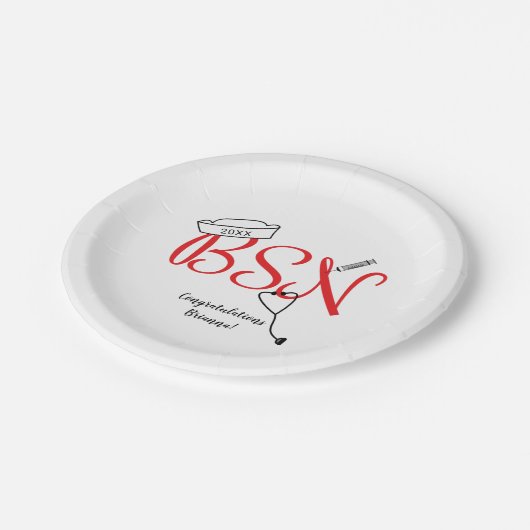 BSN Krankenschwester Abschluss Abendessen Party De Pappteller (Schrägansicht)