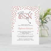 BSN Krankenschwester Abschluss Rose Goldpfeffer Einladung (Stehend Vorderseite)