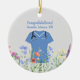 BSN-Krankenschwester blaue Arbeitskleidung Keramik Ornament