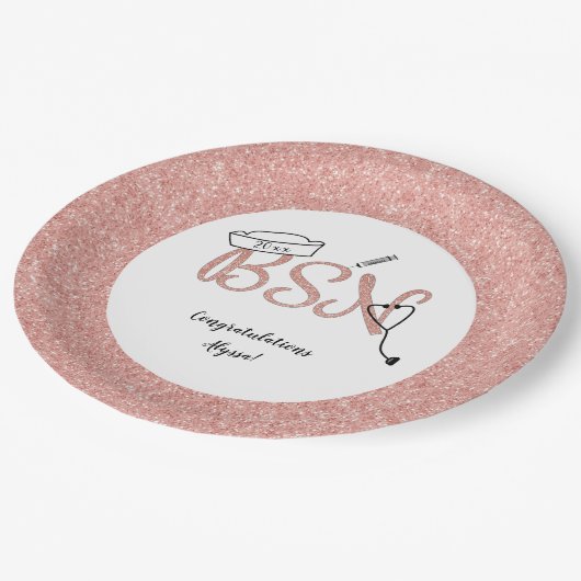 BSN Nurse Abschluss Pinning Party Dekoration Pappteller (Schrägansicht)