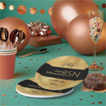 BSN NURSE Abschluss RN LPN Name Black Imitats Gold