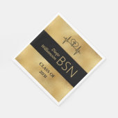 BSN NURSE Abschluss RN LPN Name Black Imitats Gold Serviette (Ecke)