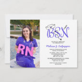 BSN Nurse Foto Abschluss Pinning Party / lila Einladung (Vorderseite)
