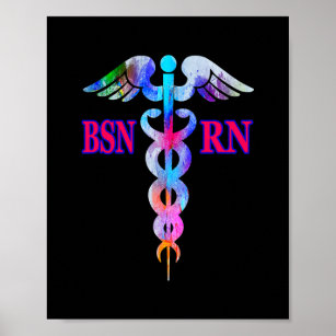 BSN Registered Nurse RN Caduceus Nursing Emblem Poster