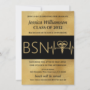 BSN RN Examensfeier Ankündigung Gold