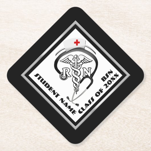 BSN - RN Graduate Abschluss Untersetzer (Vorderseite)
