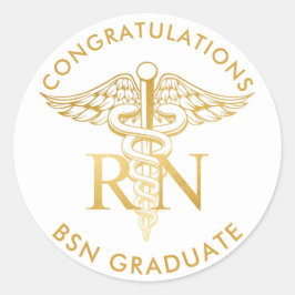 BSN RN Imitats Gold Caduceus Medical Staff Custom Runder Aufkleber