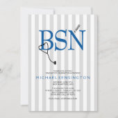 BSN RN Krankenschwester Abschluss lädt / GRAY STRI Einladung (Vorderseite)