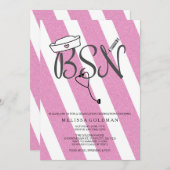 BSN RN Pflegepersonal Abschluss lädt heißen rosa G Einladung (Vorne/Hinten)