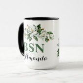 BSN Watercolor Floral Greenery Magnolia Abschluss Tasse (Vorderseite Links)