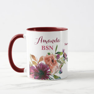BSN Wild Blume Krankenpflege Schule Abschluss Tasse