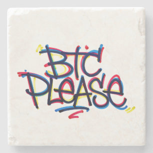 "BTC Bitte" (Farbe) Steinuntersetzer