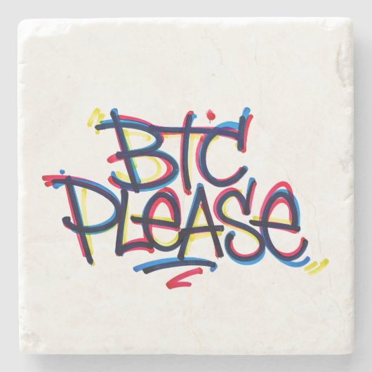 "BTC Bitte" (Farbe) Steinuntersetzer (Vorderseite)