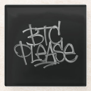 "BTC Bitte" (Schwarz) Glasuntersetzer