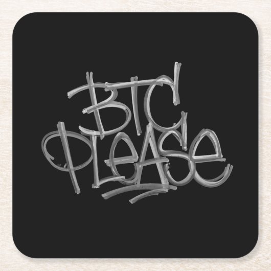 "BTC Bitte" (Schwarz) Rechteckiger Pappuntersetzer (Vorderseite)