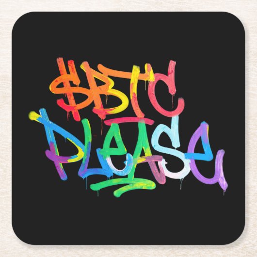"$BTC Bitte" (Stil 2) Rechteckiger Pappuntersetzer (Vorderseite)