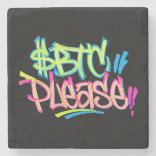 "$BTC Bitte" (Stil 3) Steinuntersetzer