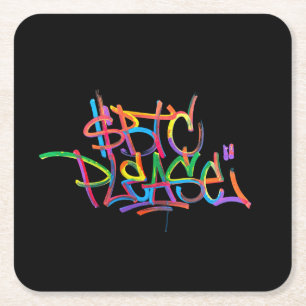 "$BTC Bitte" (Stil 4) Rechteckiger Pappuntersetzer