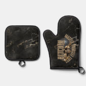 BTC motivation | Skull | Gold Marble Ofenhandschuh & Topflappen-Set (Vorderseite)