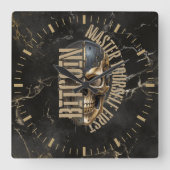 BTC motivation | Skull | Gold Marble Quadratische Wanduhr (Vorderseite)