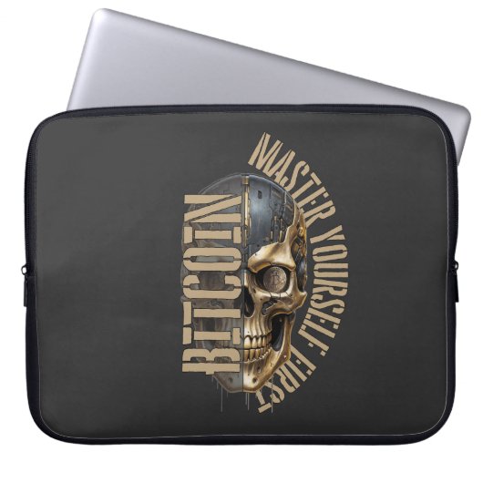 BTC Motivation | Totenkopf | Bitcoin Krypto Laptopschutzhülle (Vorderseite)