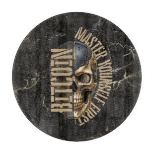 BTC-Motivation   Totenkopf   Goldmarmor Schneidebrett