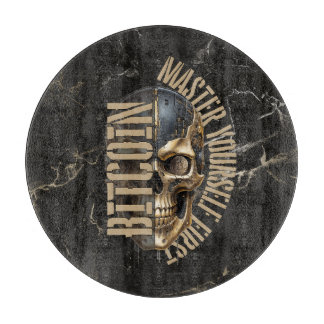 BTC-Motivation | Totenkopf | Goldmarmor Schneidebrett