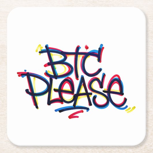 "BTC Please" (Farbe) Rechteckiger Pappuntersetzer (Vorderseite)
