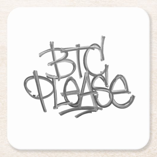 "BTC Please" (Weiß) Rechteckiger Pappuntersetzer (Vorderseite)