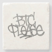 "BTC Please" (Weiß) Steinuntersetzer (Vorderseite)