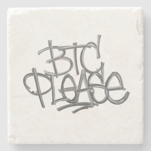 "BTC Please" (Weiß) Steinuntersetzer